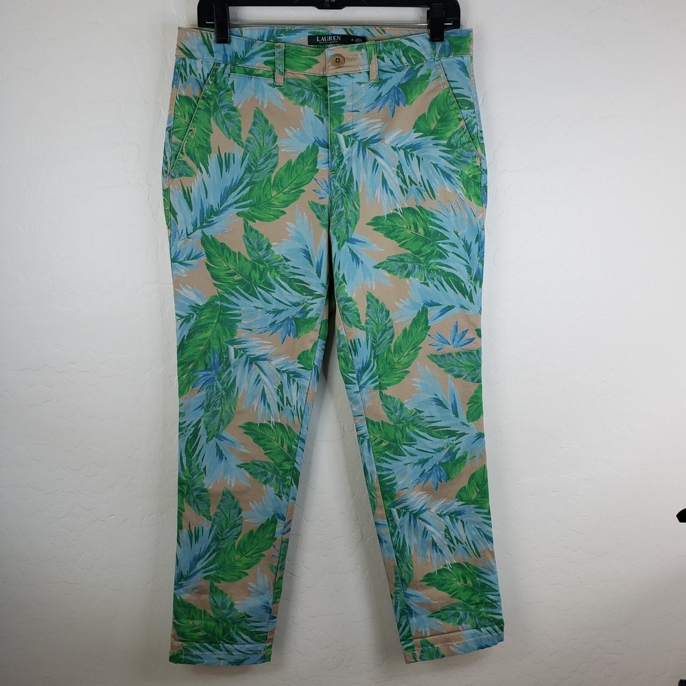 Lauren Ralph Lauren 31x28 Jeans Women 6 Tropical Palm Print Cotton Blend Stretch